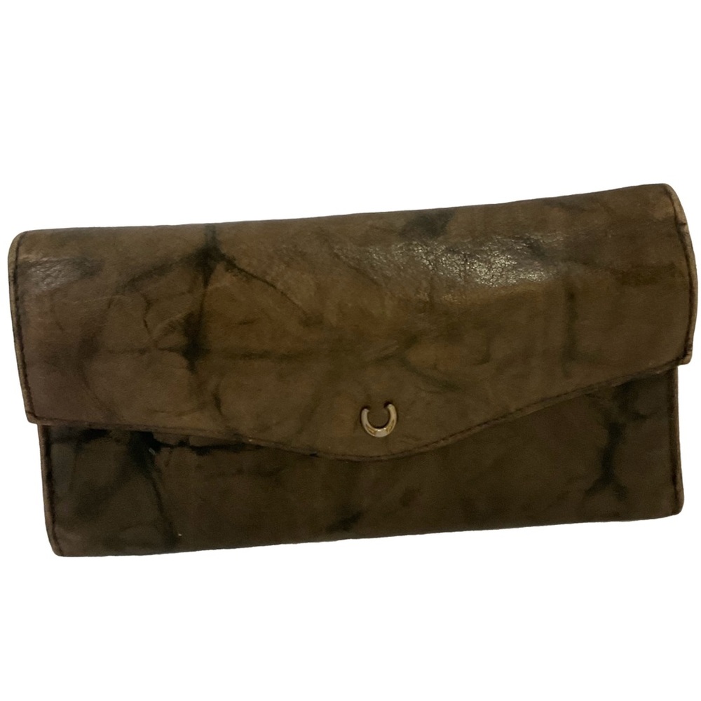 Princess Gardner Retro Full Grain Leather Cowhide Green Clutch Checkbook Wallet